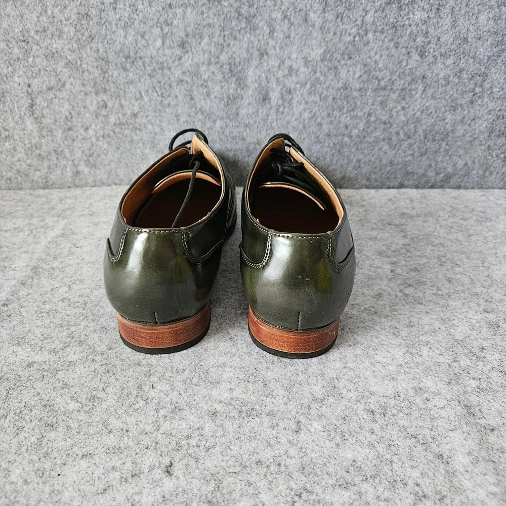 Romano Pietro Olive Green Crocodile Embossed Wingtip Brogue Oxford Shoes 10.5